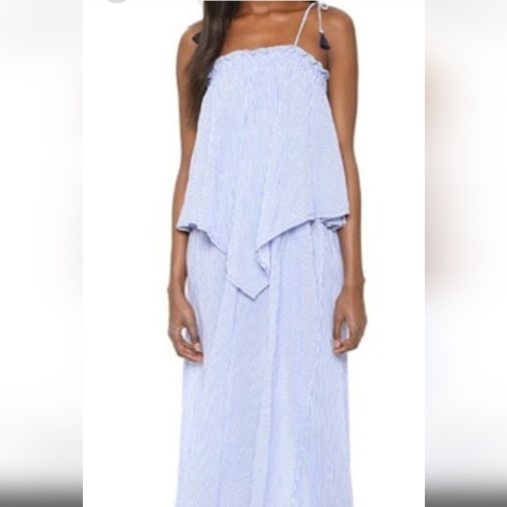 Faithfull The Brand Escape Blue And White Midi Dress Blue Size Small - Picture 3 of 5